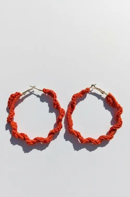 Orange crotchet earring