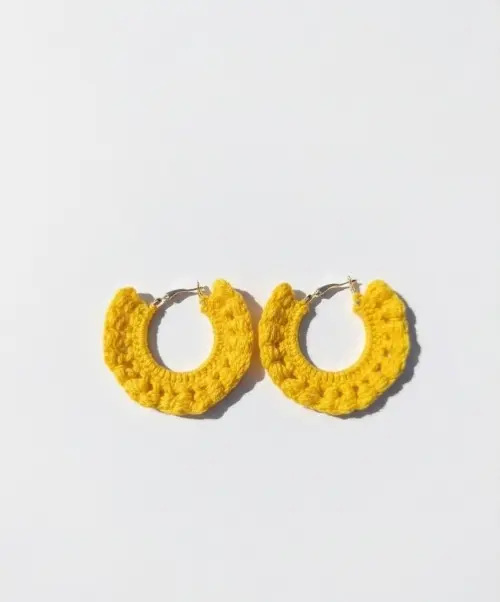 Yellow crotchet earring