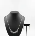 Dazzling Silver-Toned Crystal Fringe Necklace & Drop Earring Set