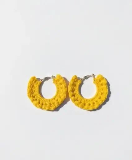Yellow crotchet earring