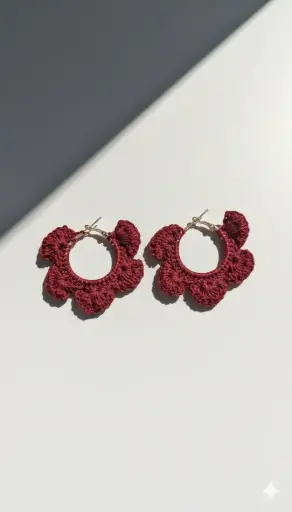 Maroon crotchet earring