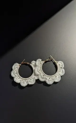 White crotchet earring